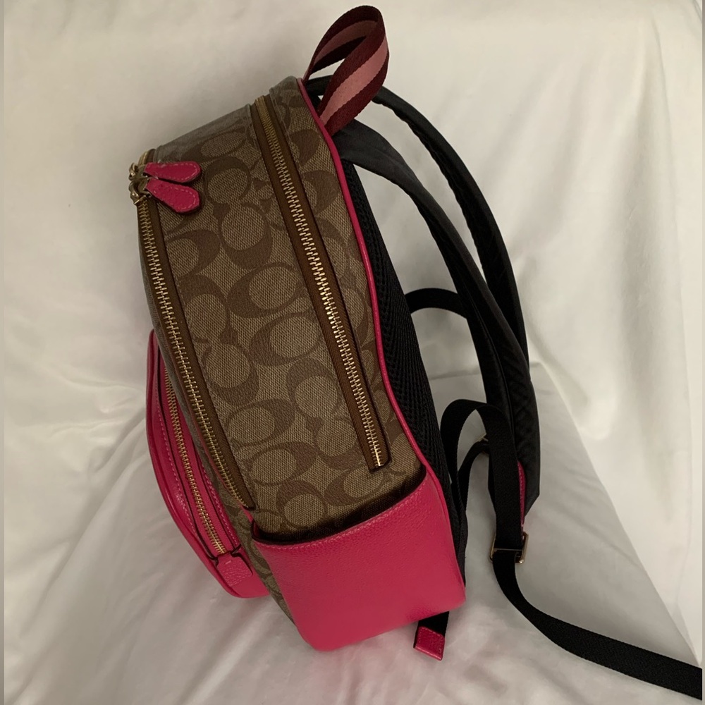 Coach Signature Brown and Pink Backpack - Picture 6 of 8